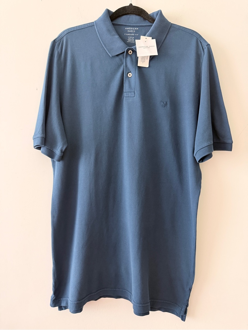 American Eagle Men’s LT Large Tall Blue Polo Shirt Standard Fit Short Sleeve NWT